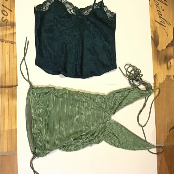 2 for 24 vintage &new forest fairy silky tank camisole halter tops green size S - Picture 10 of 12